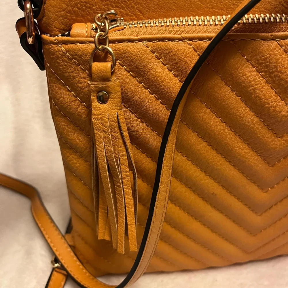 Mustard Yellow Dome Crossbody Bag with Dalmatian Lining